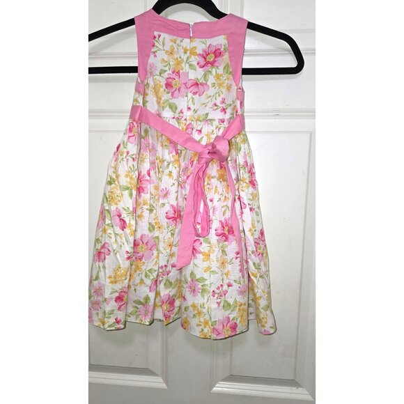 Lydia Jane Girl Pink & Floral Sleeveless Dress With Bow Accent Size 3T - Picture 3 of 5